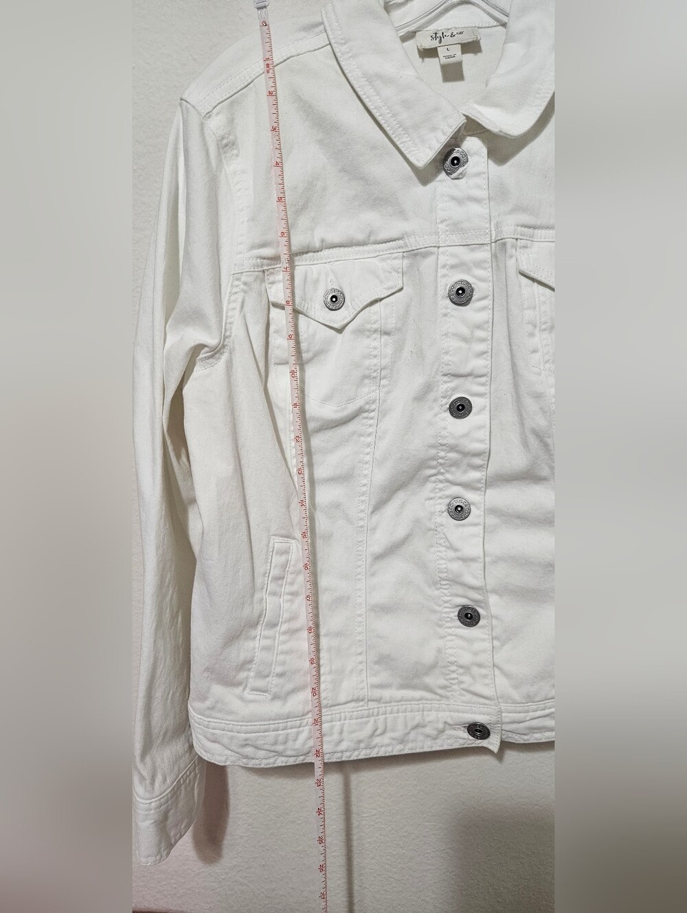 Style & Co. White Denim Jean Jacket - Picture 3 of 9